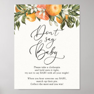 Clementine Orange and Greenery Say Baby Game nicht Poster