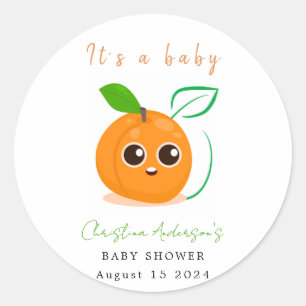 Clementine Orange Fruit Baby Dusche Runder Aufkleber