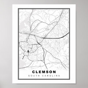 Clemson Karte Poster