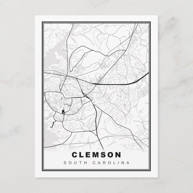 Clemson Map Postkarte (Vorderseite)