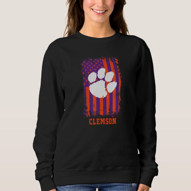 Clemson Tigers Patriotic Retro American Flag Sweatshirt (Vorderseite)