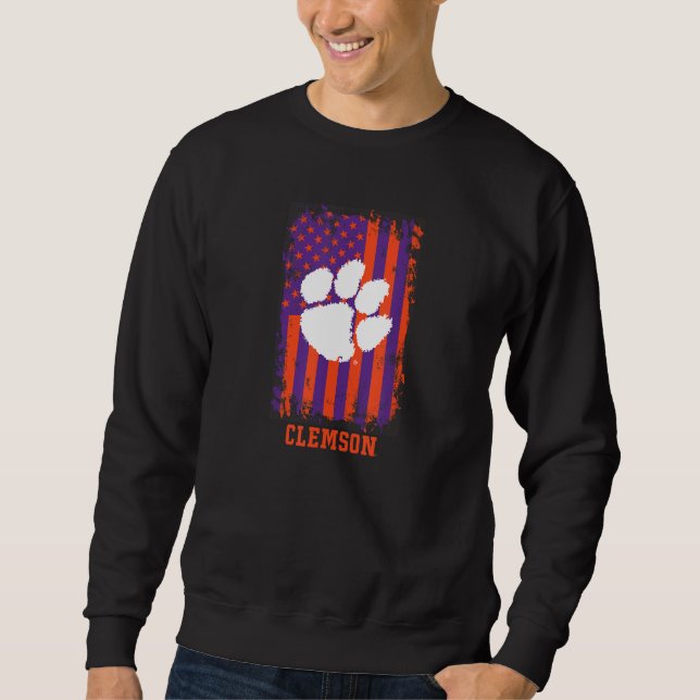 Clemson Tigers Patriotic Retro American Flag Sweatshirt (Vorderseite)