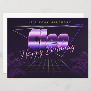 Cleo Name Vorname lila retro Karte Geburtstag