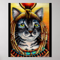 Cleopatra Cat Egyptian Pharoah Fantasy Art Poster