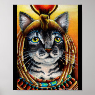 Cleopatra Cat Egyptian Pharoah Fantasy Art Poster