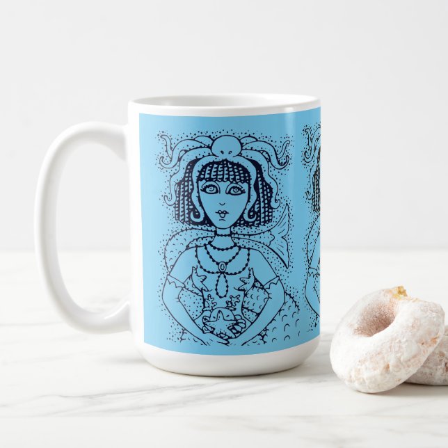 CLEOPATRA OCTOPUS MERMAID, FANTASY GOTH SIREN KAFFEETASSE (Mit Donut)