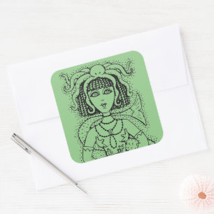 CLEOPATRA OCTOPUS MERMAID, FANTASY GOTH SIREN QUADRATISCHER AUFKLEBER