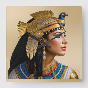 "Cleopatra VII's Realism: A Portrait" Quadratische Wanduhr