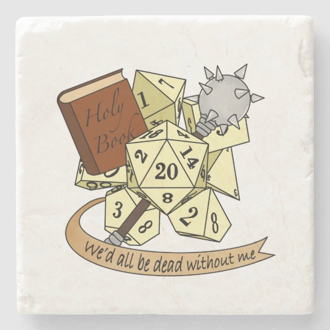 Cleric Dice Design Steinuntersetzer (Vorderseite)