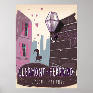 Clermont-Ferrand France vintage travel poster