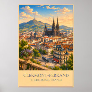 Clermont-Ferrand, Frankreich – Vintage-Reiseposter Poster