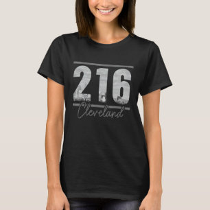 Cleveland 216 Area Code Skyline Ohio Vintag T-Shirt