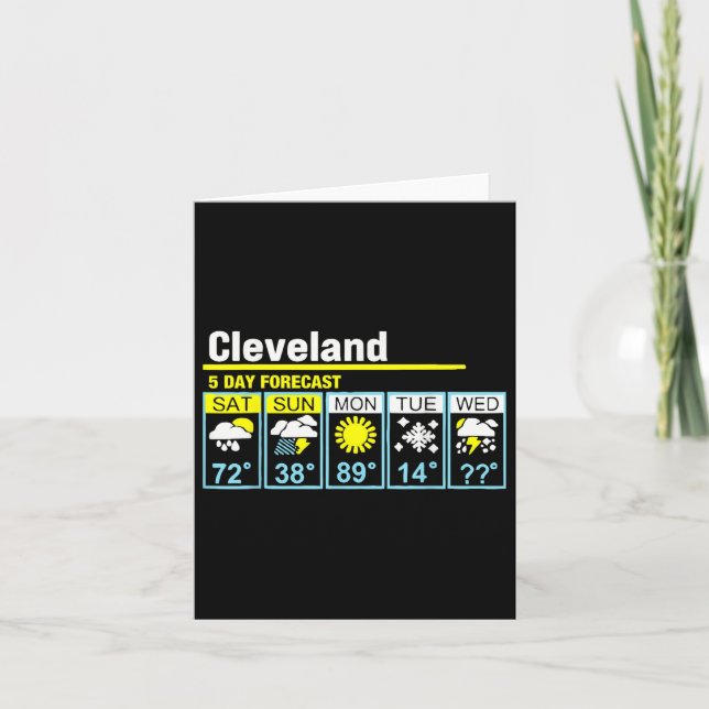 Cleveland 5 Day Forecast Funny Travel Wether Karte (Vorderseite)