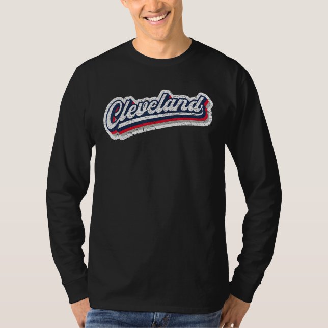 Cleveland Baseball Throwback u2013 Classic Retro V T-Shirt (Vorderseite)