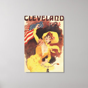 Cleveland Bicycles American Girl in Gelb Leinwanddruck