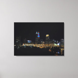 Cleveland Bright Lights Big City Canvas Print Leinwanddruck