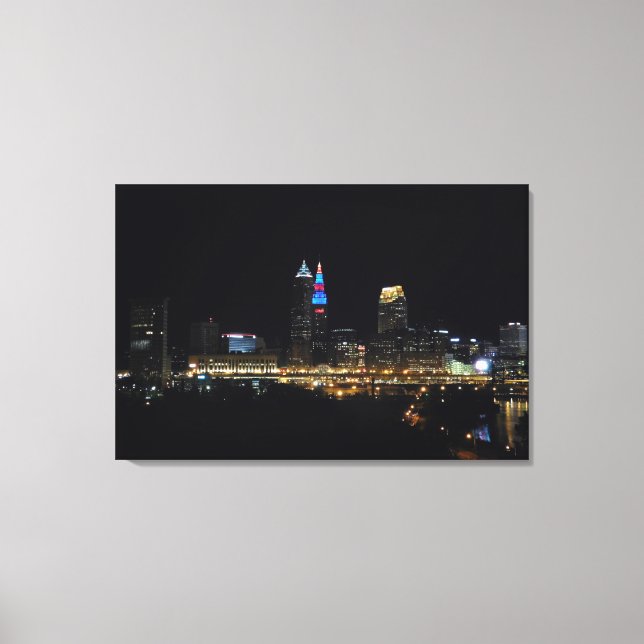 Cleveland Bright Lights Big City Canvas Print Leinwanddruck (Vorderseite)