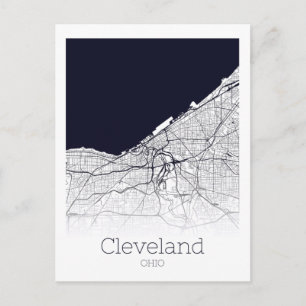 Cleveland City Map Postkarte