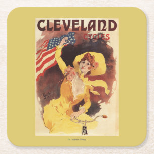 Cleveland Fahrräder American Girl in Gelb Rechteckiger Pappuntersetzer