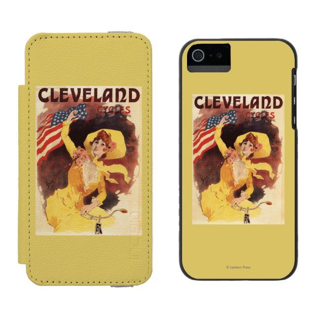 Cleveland fährt amerikanisches Mädchen im Gelb rad Incipio iPhone Geldbeutel-Hülle (Seite an Seite)