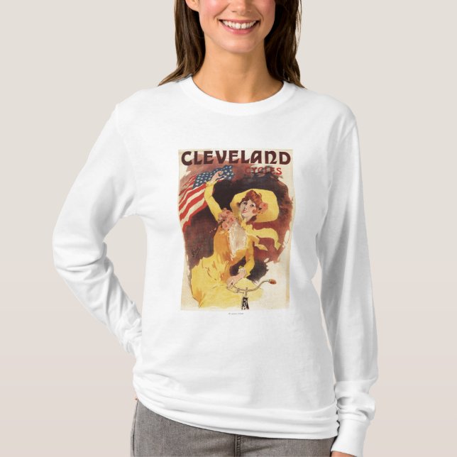 Cleveland fährt amerikanisches Mädchen im Gelb rad T-Shirt (Vorderseite)