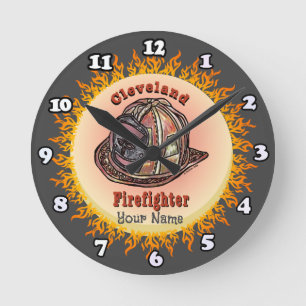 Cleveland Firefighter-Uhr Runde Wanduhr