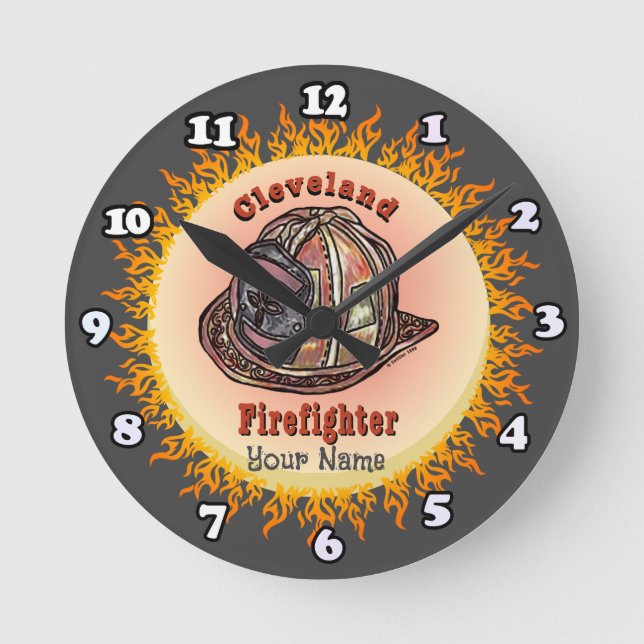 Cleveland Firefighter-Uhr Runde Wanduhr (Vorderseite)