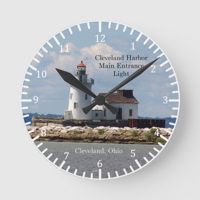 Cleveland Harbour Main Einstiegsuhr Runde Wanduhr (Vorderseite)