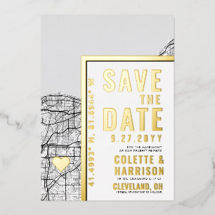 Cleveland Love Locator   Hochzeit Save the Date Folieneinladung