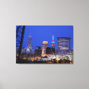 Cleveland Night on Town Canvas Print Leinwanddruck
