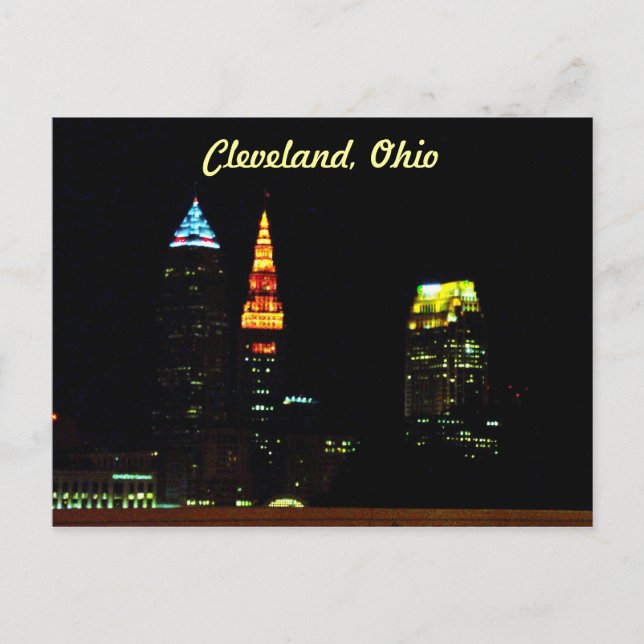 Cleveland Night Skyline Postkarte (Vorderseite)