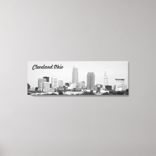Cleveland OH B&W Lake Skyline Canvas Print Leinwanddruck