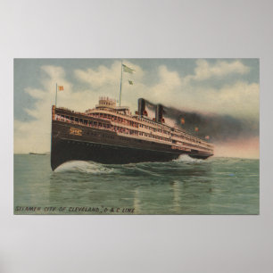 Cleveland, OH- - Dampfer-Stadt von Cleveland Poster