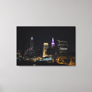Cleveland OH Lila Skyline Canvas Print Leinwanddruck