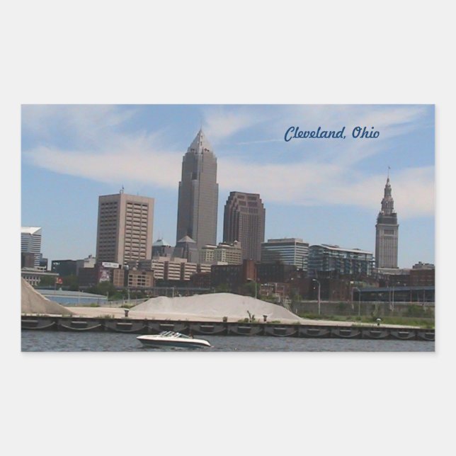 Cleveland OH Skyline-Aufkleber Rechteckiger Aufkleber (Vorderseite)