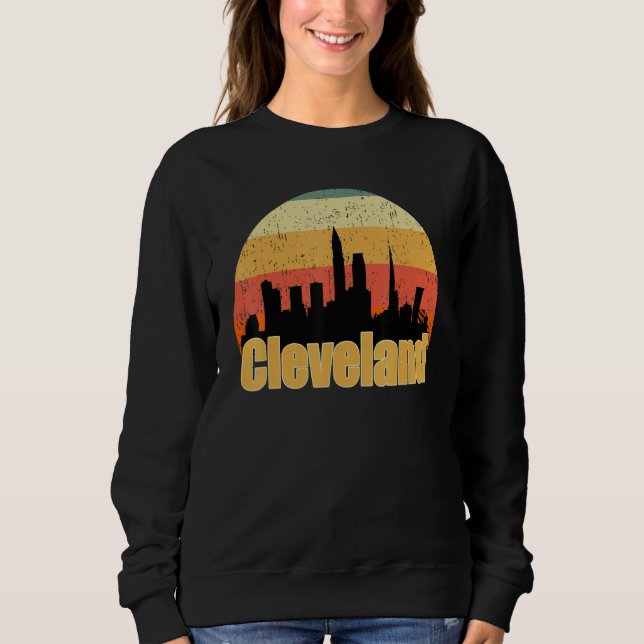 Cleveland Oh Skyline Silhouette Sunset I Love Clev Sweatshirt (Vorderseite)