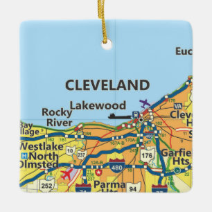 Cleveland OH Vintag Map Keramikornament