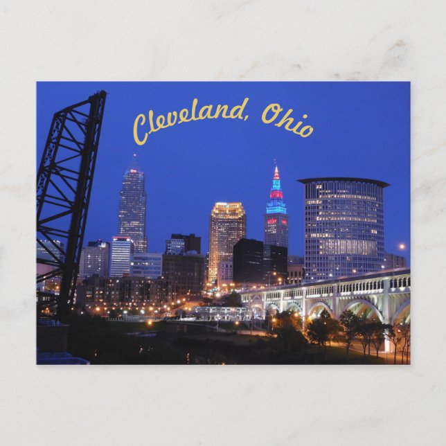 Cleveland, OH West Side Skyline (Curve) Postkarte (Vorderseite)