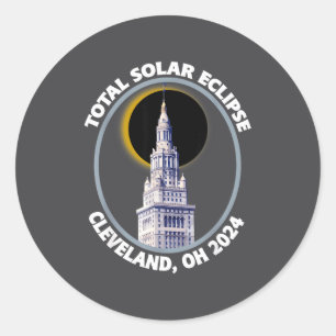 Cleveland Ohio 2024 Gesamte Sonnenfinsternis Pfad Runder Aufkleber