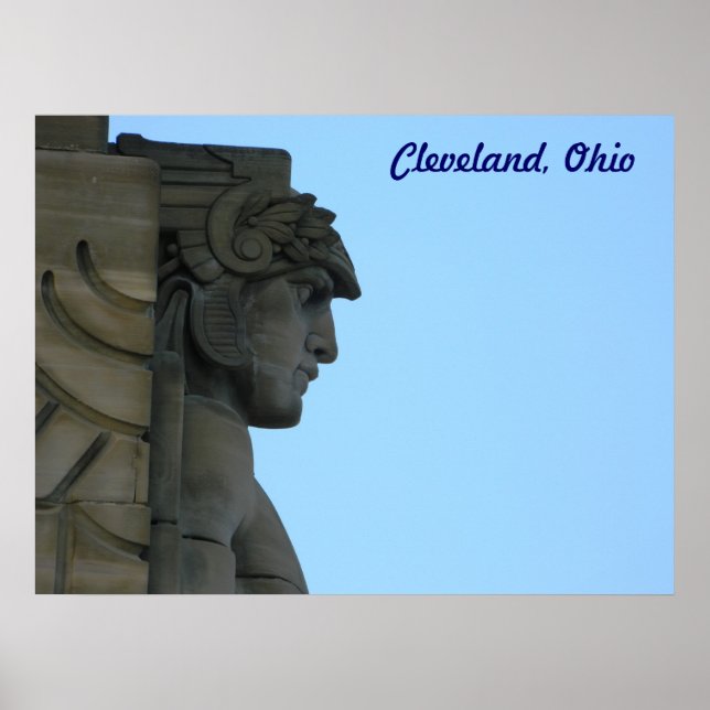 Cleveland, Ohio Art Deco Bridge Statue Poster (Vorne)