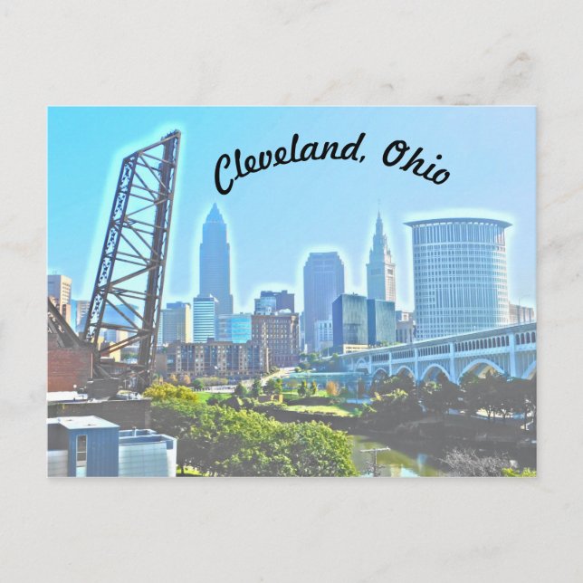 Cleveland, Ohio Blue Riverview Postcard Postkarte (Vorderseite)