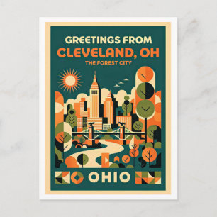Cleveland Ohio Forest City Retro-Reise Postkarte