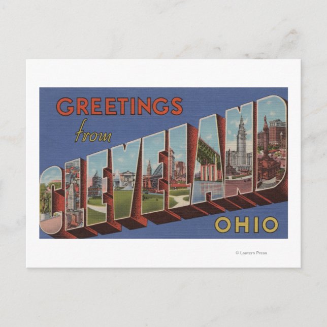 Cleveland, Ohio - Großbuchstaben - Szenen 3 Postkarte (Vorderseite)