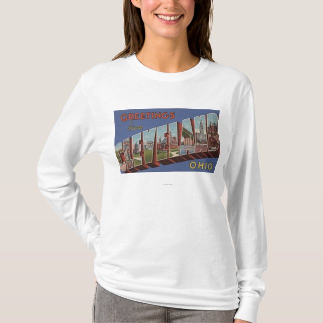 Cleveland, Ohio - große Buchstabe-Szenen 3 T-Shirt (Vorderseite)