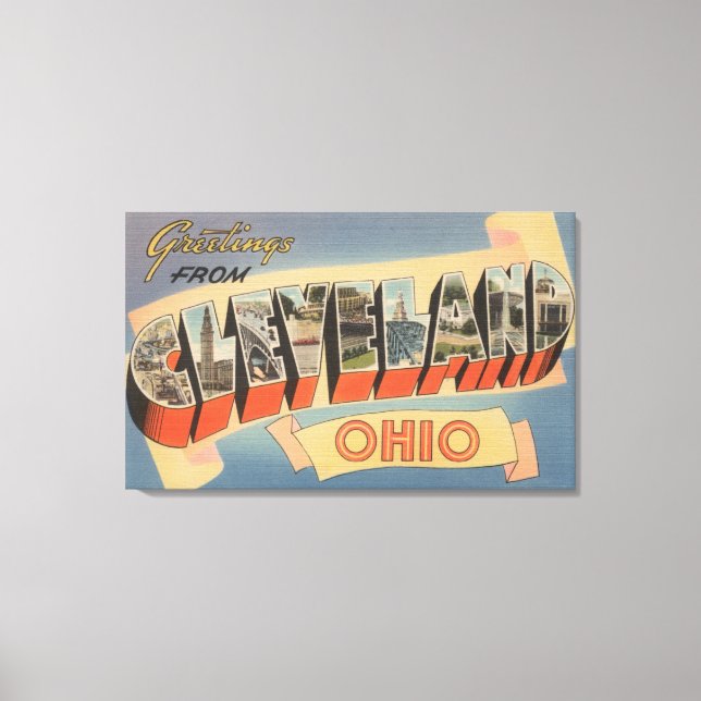 Cleveland, Ohio - Große Buchstabenszenen Leinwanddruck (Vorderseite)