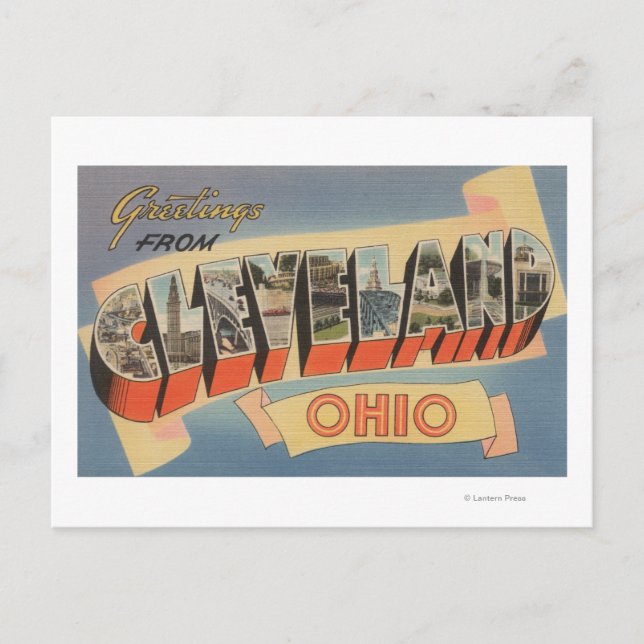 Cleveland, Ohio - Große Buchstabenszenen Postkarte (Vorderseite)