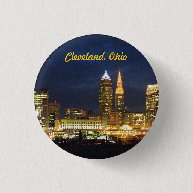 Cleveland, Ohio "Nacht beleuchtet" Knopf Button (Vorderseite)