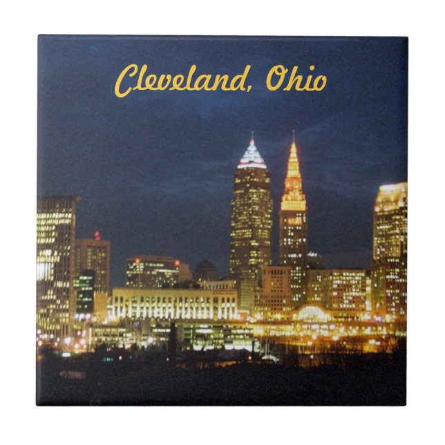 Cleveland, Ohio Nights Lights Tile Fliese (Vorderseite)