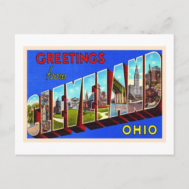 Cleveland Ohio OH Vintage Large Letter Postcard Postkarte (Vorderseite)