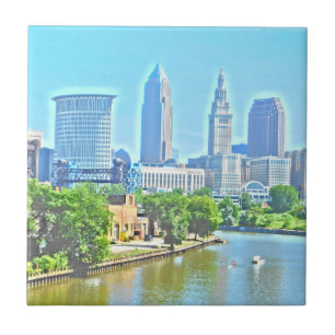 Cleveland, Ohio Paint Effect Decorative Tile Fliese